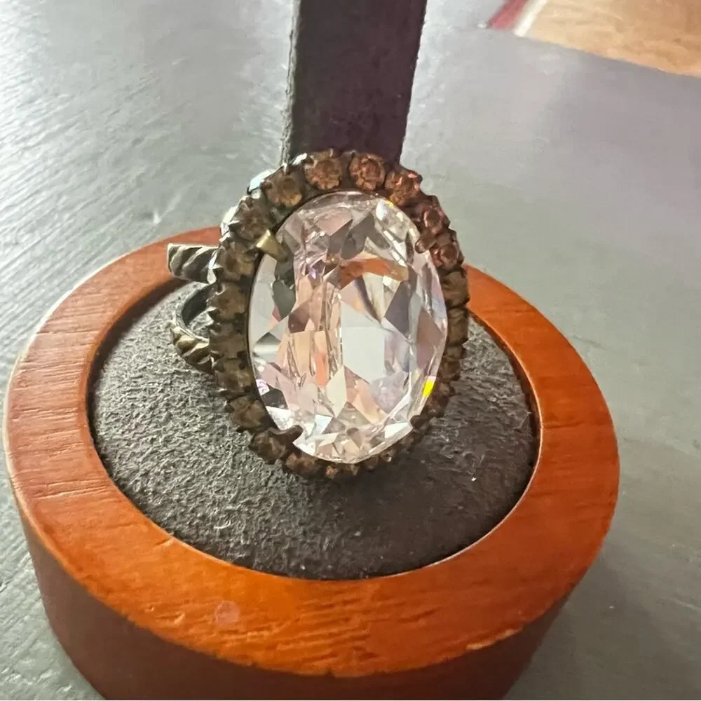 Sorrelli Crystal Brass Tone Ring Size 7 Adjustable